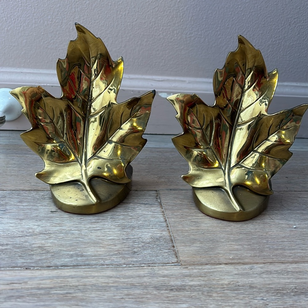 1970s Pm Craftsman Maple Leaf Bookends - A Pair- made in USA in Pennsylvania